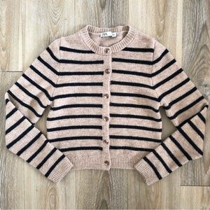 Zara Striped Knit Button Down Cardigan Sweater